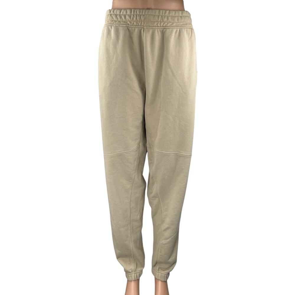 Gymshark Women's Cream Fleece High Waist Tapered Trousers Joggers Sweatpants L